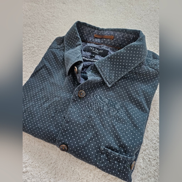 Ted Baker London Green Polka Dot Button Down Shirt - Picture 2 of 12